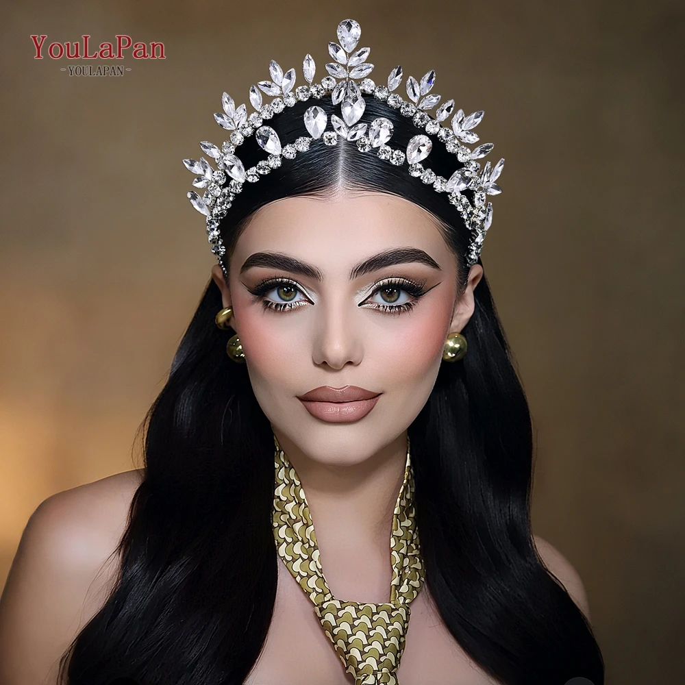 

YouLaPan Bridal Crown Headband Bling Rhinestone Wedding Hair Hoop Accessories Women Pageant Hairstyle Tiaras Headwear HP954