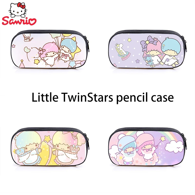 Sanrio Little Twin Stars Stationery Box Cartoon Around Pencil Case Pupils Stationery Gel Pen Ruler Eraser Storage Child Gift