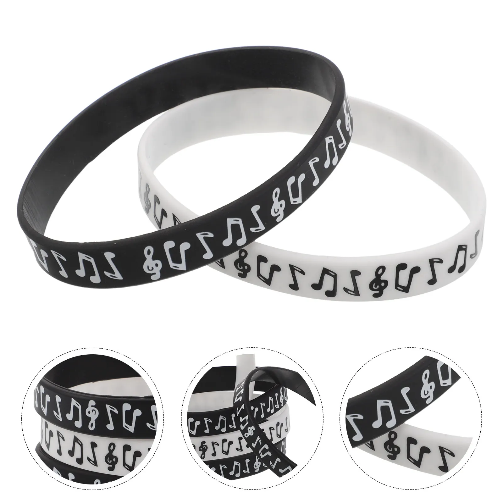 12Pcs Music Note Silicone Bracelets Soft Wristbands Festival Party Favor Concert Wristlets School Reward Teacher