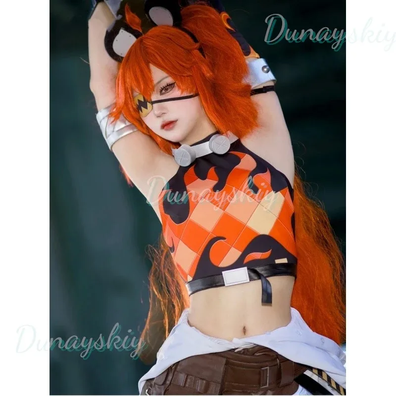 20151123 Koleda Belobog Cosplay Costume Game Zenless Zone Zero Anime Wig Heavy Industries Uniform Orange Long Hair Headgear Glov