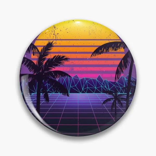 Synthwave Sunset Aesthetic  Soft Button Pin Creative Clothes Cute Lapel Pin Funny Lover Metal Fashion Cartoon Badge Hat Brooch