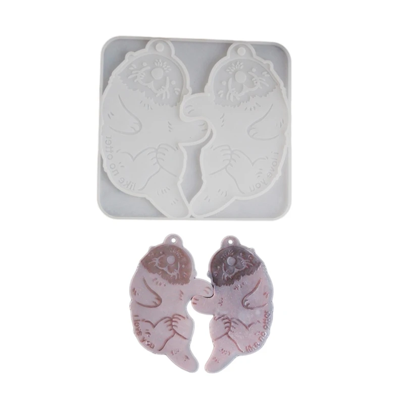Moldes colgantes silicona con forma nutria para hacer joyas, artesanía artística hecha a mano