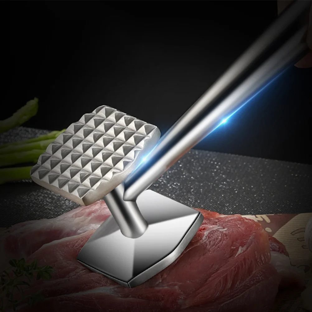 

Premium Stainless Steel Meat Hammer Tenderizer Long Lasting Comfortable Grip Effort Saving Poultry Muscle Fiber Beater