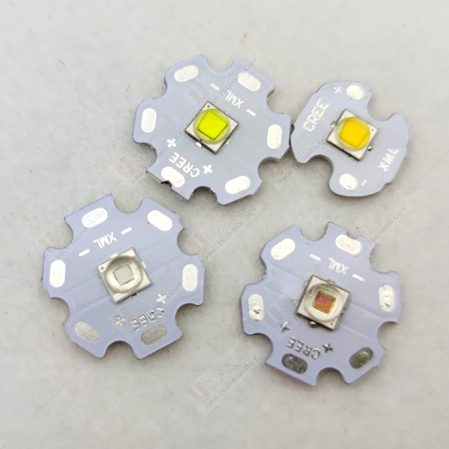 3W 5W 10W CREE XML XPE  XTE LED Emitter diodes bead WW/W/R/G/B/RGB High Power LED chip on 16mm/ 20mm PCB For Bicycle/Head lamp