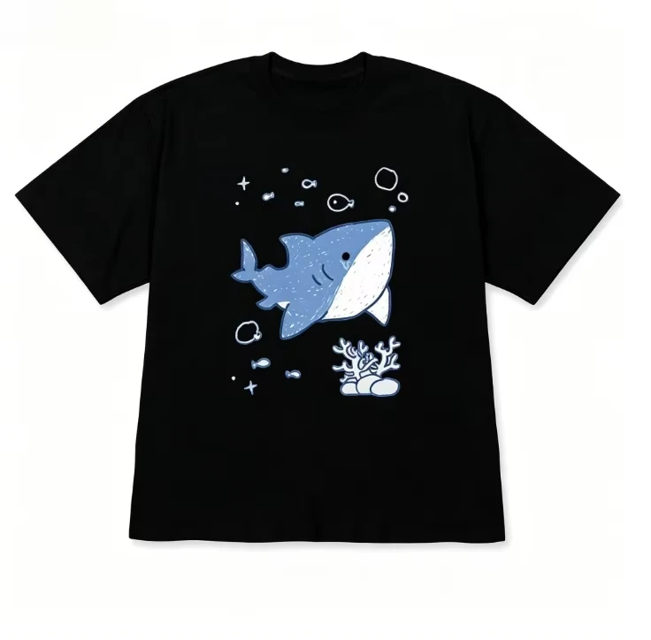 Unisex Kawaii Sea Creature Graphic T‑Shirt Cute Shark Octopus Jellyfish Seahorse Puffer Print Casual Ocean Short Sleeve Tee
