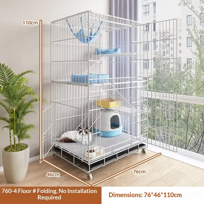 for Large Cat Stainless Steel Cage Metal Kennel Folding Pet Cage for Chinchilla view 2