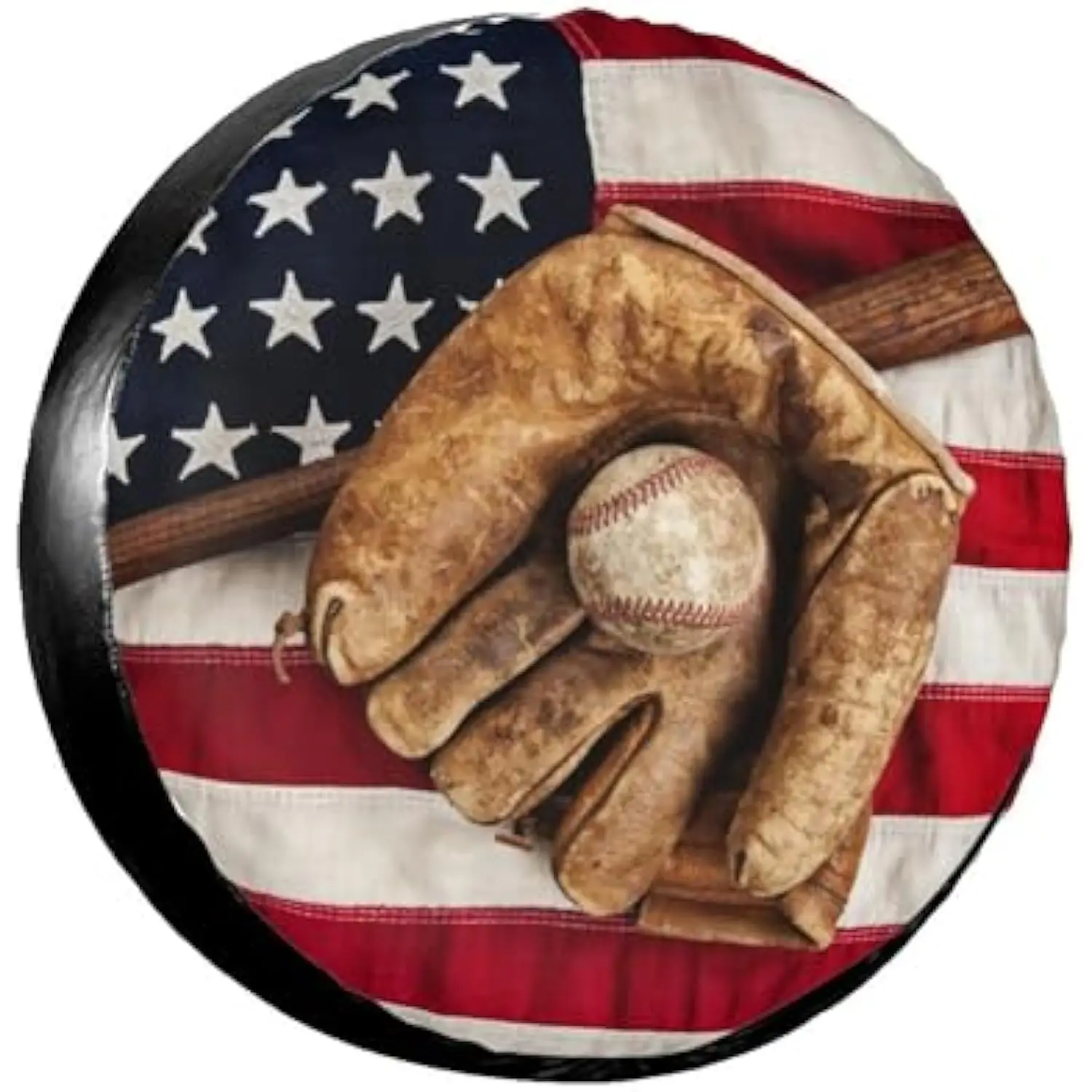 

Винтажная бейсбольная перчатка и мяч на чехле для запасного колеса с изображением американского флага, полиэстер, всепогодный защитный чехол для внедорожника