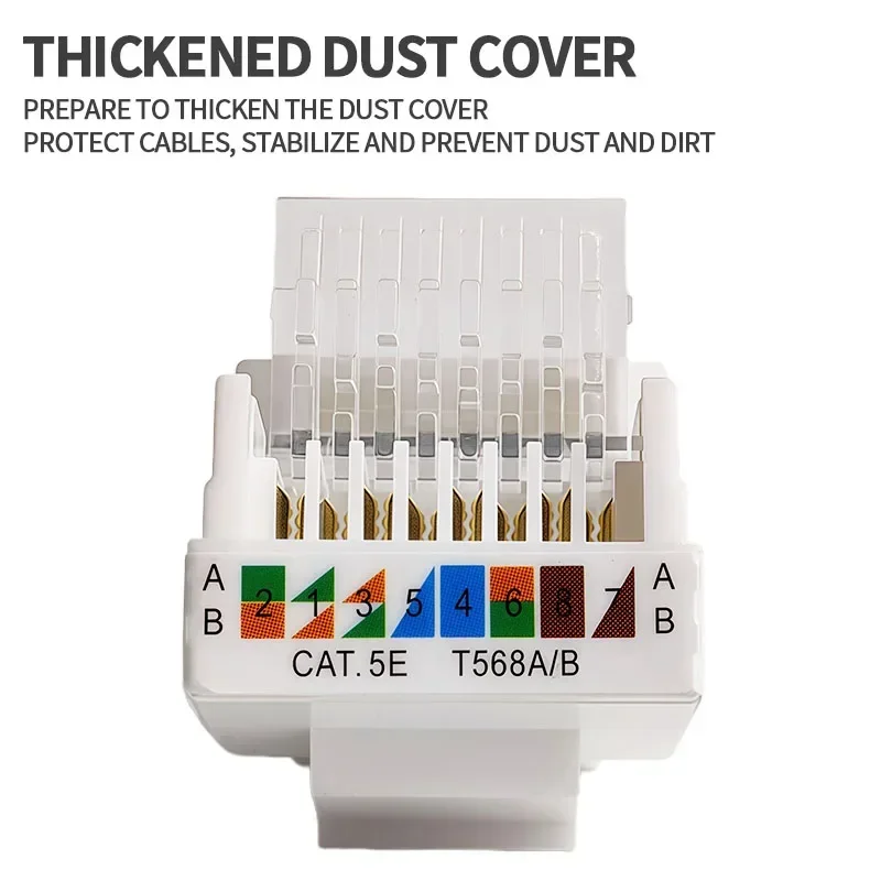 10PCS Cat5e Keystone Jack Tool-Less Connector Adapter Network Ethernet LAN Cable Module for Wall Outlet Data Center Wiring