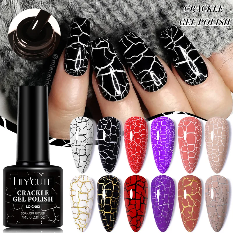 LILYCUTE 7ml Crackle Gel Nagellak Kraken Nagelgel Sneldrogende Nail Art Vernissen Hybride Semi Permanente Losweken Base Top coat