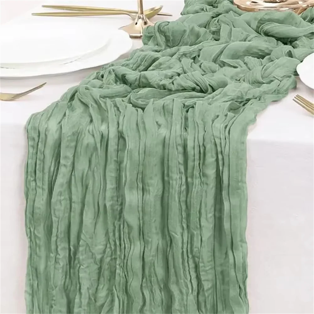 

Tablecloth Bohemian style Wrinkled fabric living gauze table runner romantic wedding bridal shower birthday party 90*180CM 5PCS