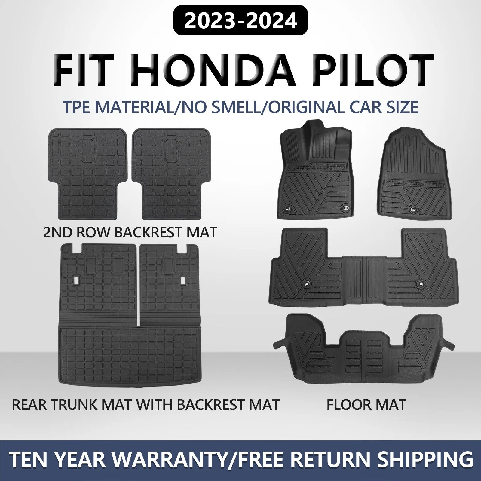 

Floor Mats Cargo Trunk Liners Backrest Mats Anti-Slip For 2023-2024 Honda Pilot United States