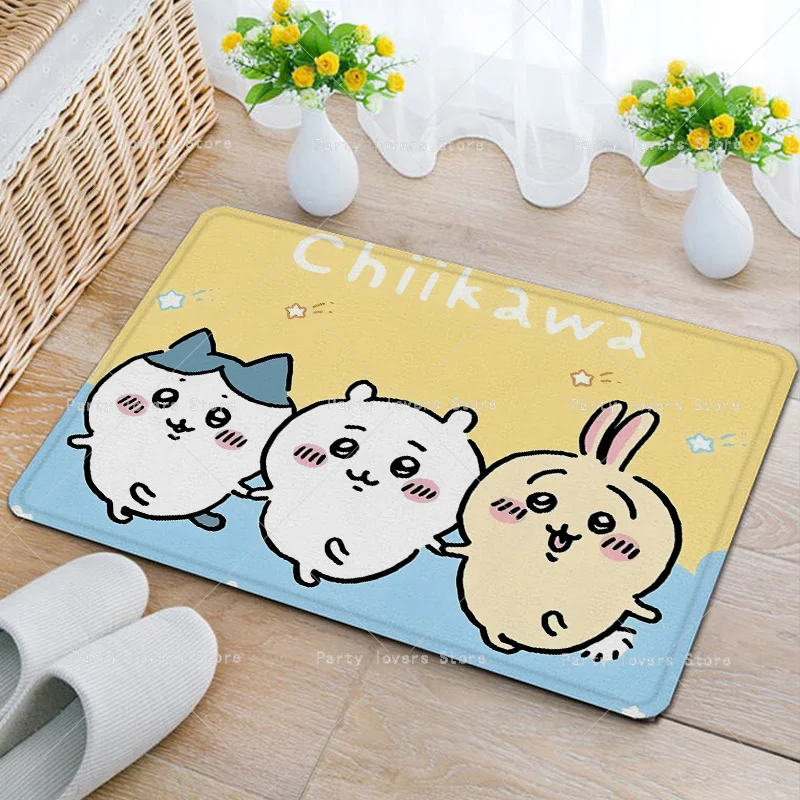 Anime Chiikawas Flannel Carpets Anime Anti-slip Floor Mats Cartoon Living Room Bathroom Rectangle Doormats Home Decor Women Gift - view 5