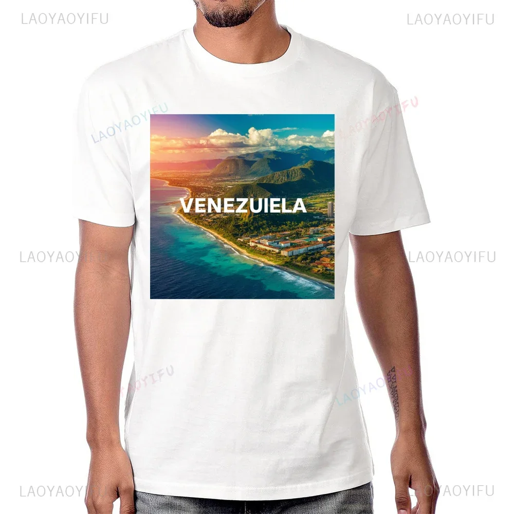 Venezuela Scenery Souvenir Graphic Printed Tshirt Casual Fashion Streetwear Hip Hop Short Sleeve T Shirt Breathe Comfort T-shirt