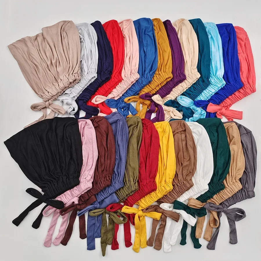 Chapéu de turbante muçulmano modal macio, gorro islâmico do lenço, headwrap feminino, Tampas Hijab internas, chapéu indiano, moda, 2022