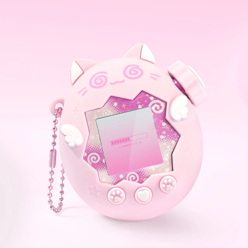 GeekShare Cut Circle Cat Etui Ochronne Silikonowe do Tamagotchi Paradies, Odporne na Upadki, Urocza Kreskówkowa Obudowa Konsoli do Gier, Prezent, Naklejka — zdjęcie produktu 5