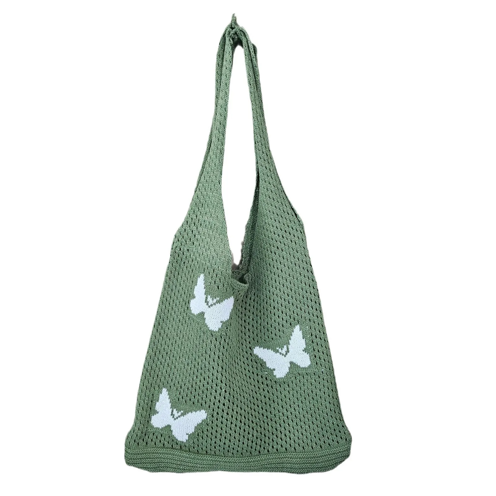 Elegant Women's Tote Bag Butterfly Design Crochet Trendy Large Capacity Shoulder Bag All-match Bag Knitted Bags for Women