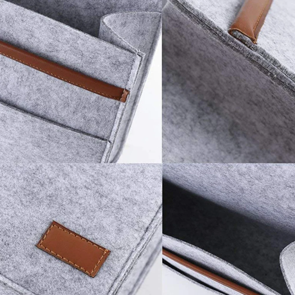 

Felt Storage Bag Hanging Organizer Grey Premium Material Bedside Sofa Chair Dorm Room for Cups Phones Remote Controls Magazine