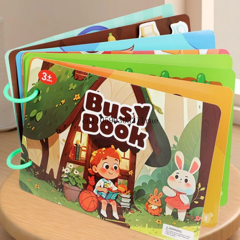 

Early Education Busy Book for Kids Four Models Paste or Tear Off Cartoon Puzzle Quiet Book