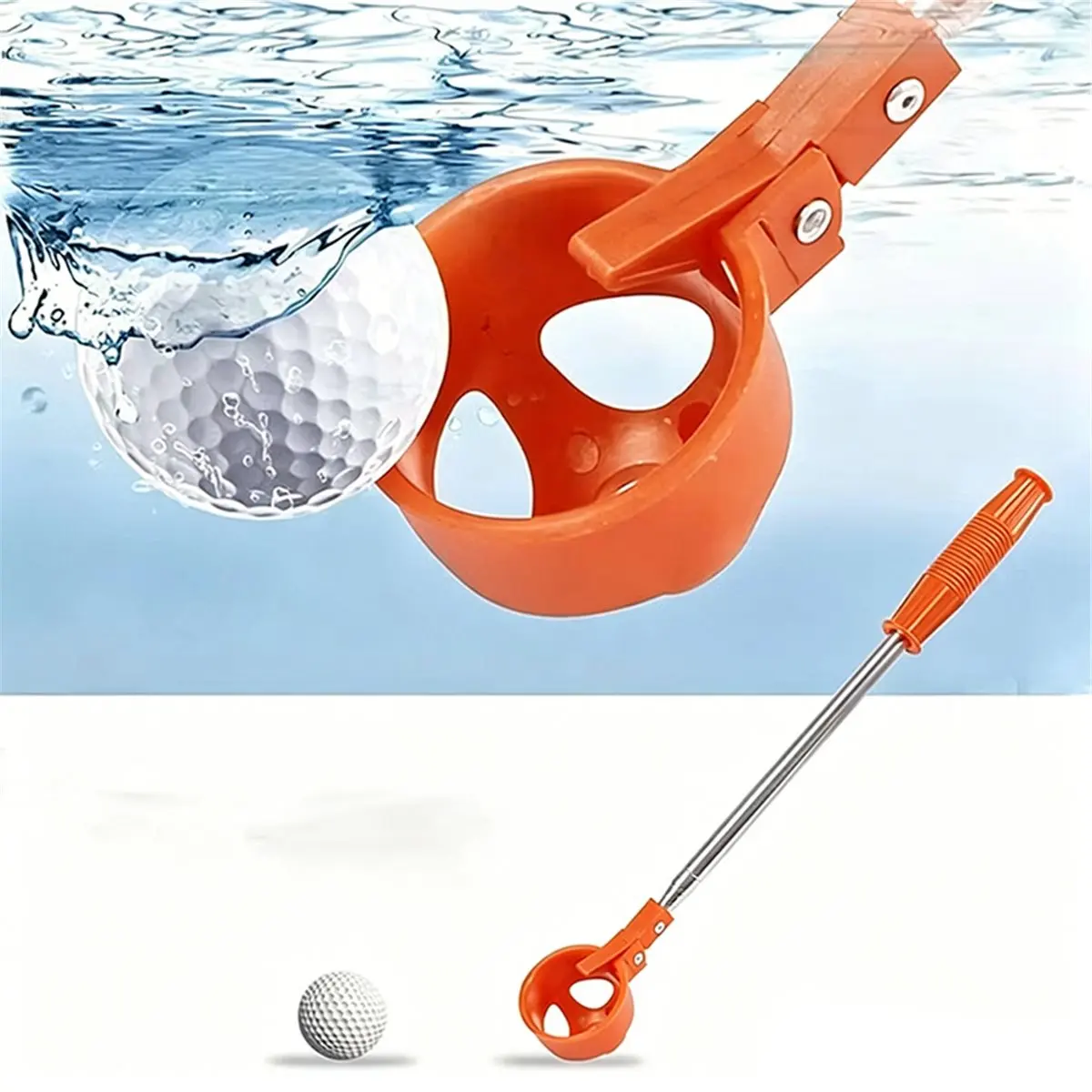 POPULAR-Golf Ball Pick Up Tools Telescopic Golf Ball Retriever Catcher Golf Training Aids Locking Scoop Picker Golf Ball