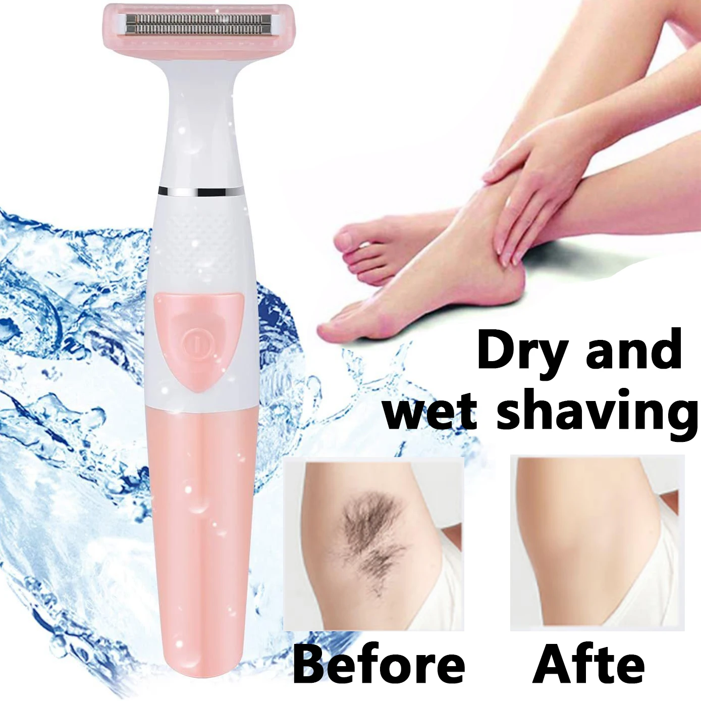 Women Shaver/Trimmer Rechargeable Pubic Hair Trimmer for Arms Legs Underarms Bikini Area, Wet & Dry Painless