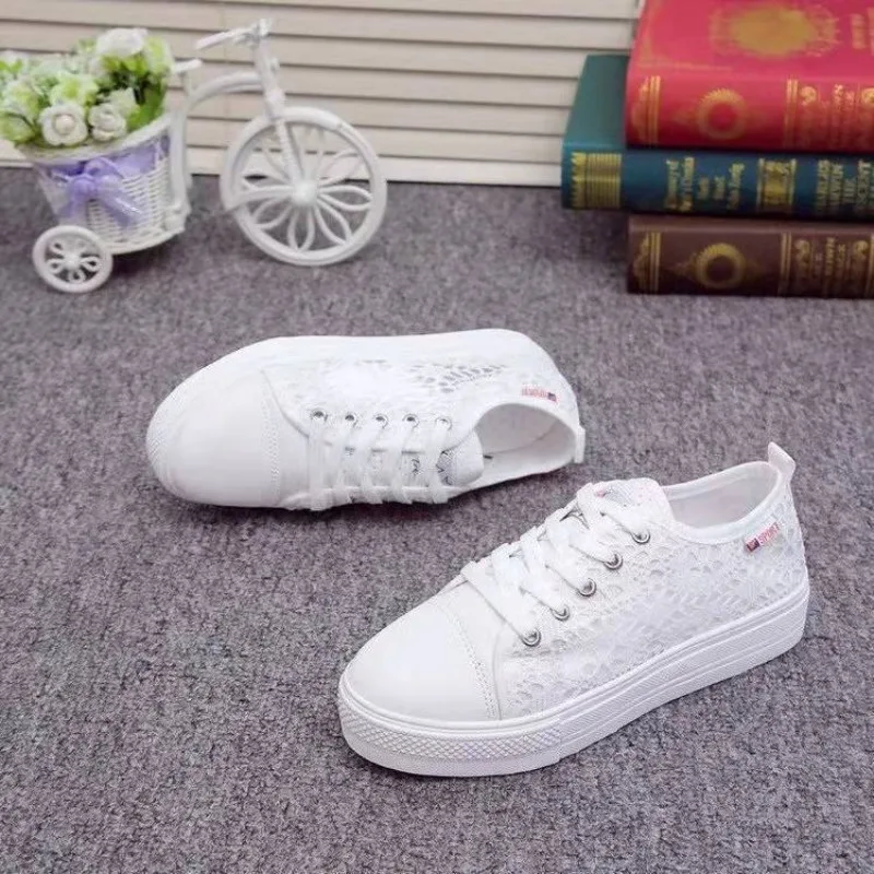 Comemore Lace Shoe Mesh Sneakers Platform Flat Vulcanized Shoes Zapatos De Mujer Summer Women White Casual Autumn Free Shipping