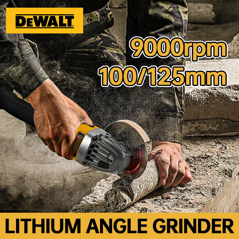 Dewalt 20V 배터리 DCG414 100MM 125MM 150MM 무브러시 앵글 그라인더 코드리스 절단기 금속 연마 광택 전력 공구