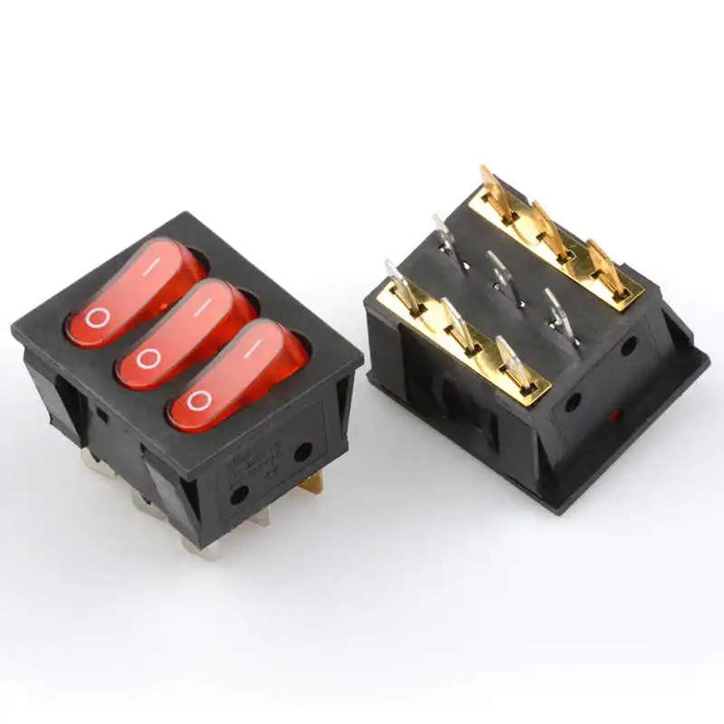 

2 шт. тройной 2-скоростной 9-контактный красный с подсветкой 3-звенный выключатель питания в форме лодки девятиконтактный комбинированный кулисный переключатель 3-в-1