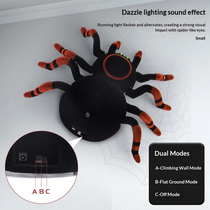 Remote Control Spider Dual Mode Wall Climbing Floor Crawling Bionic Electric Toy With Light Sound Effects For Kids Prank Play
