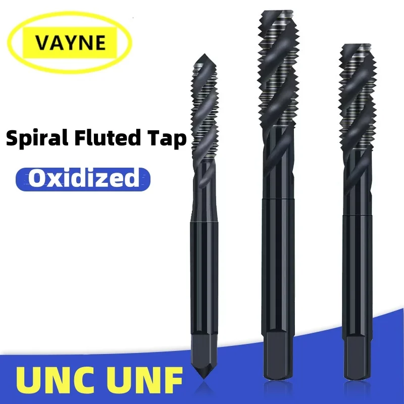 HSSE With Oxidized Spiral Fluted Tap UNC UNF1-64 2-56 4-40 6-32 8-32 10-24 12-24 1/4 5/16 3/8 7/16 1/2Machine Screw Thread Taps