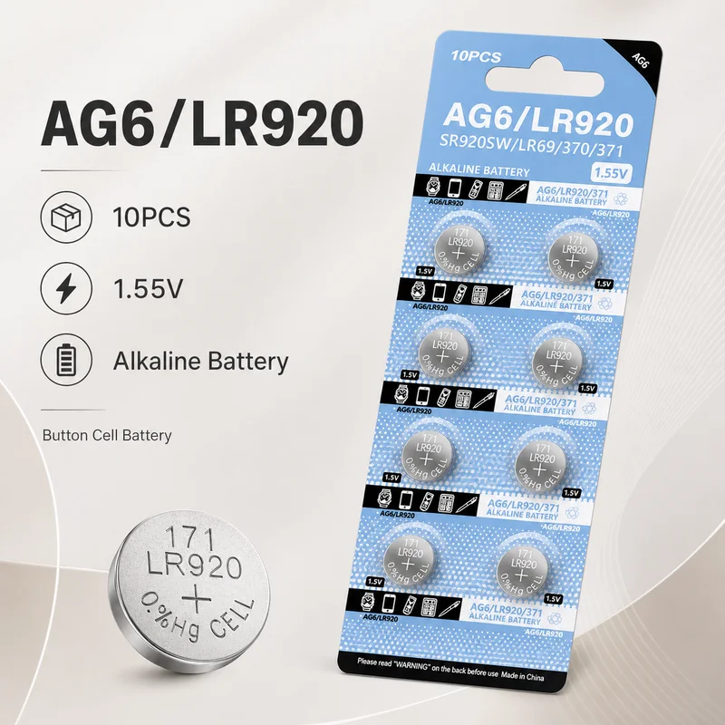 Button Cell Battery AG6 1.55V 65mAh 2-10PCS SR920SW LR920 371 370 L921 LR69 For Watch Toy Remote Coin Cell