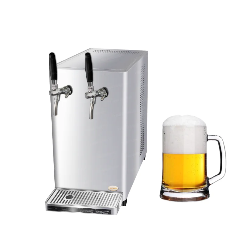 2-tap countertop draught beer dispenser (beer keg cooler), for serving chilled beer