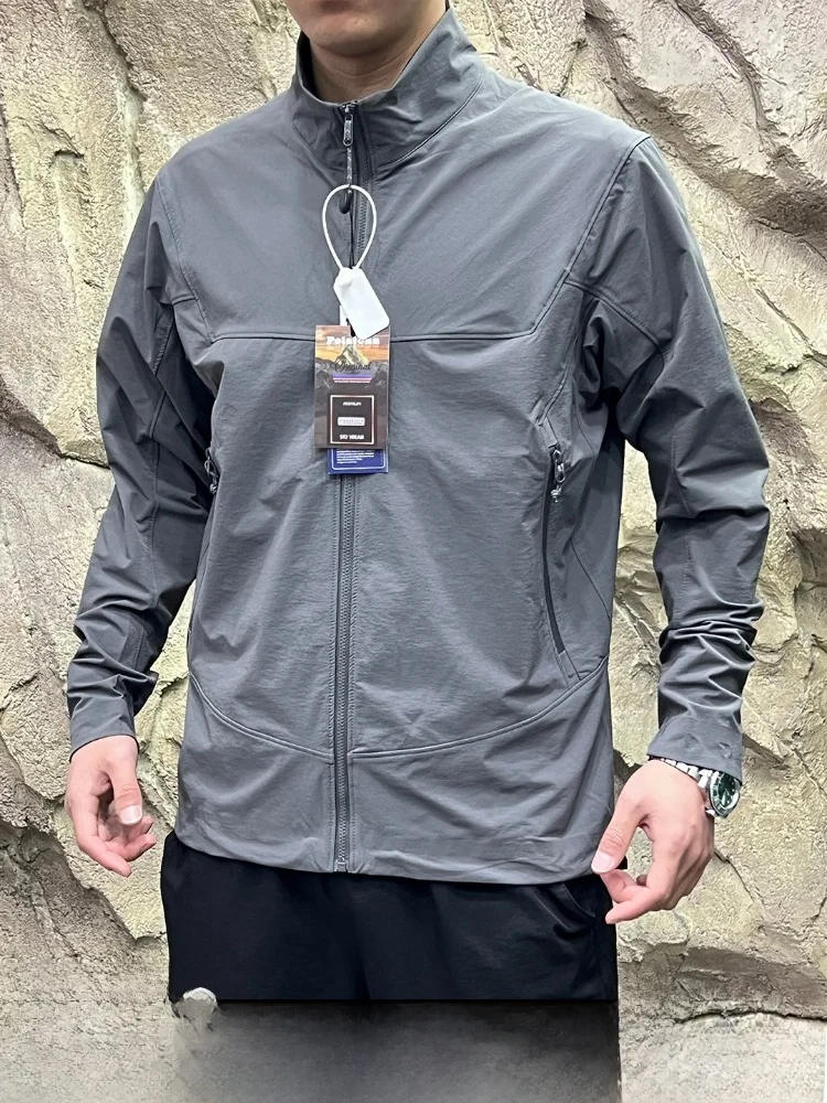 

Lightweight Stand Collar Jacket 3D Tailoring Men's Soft Jacket Windproof Casual Style Nylon Polyester Spandex Blend