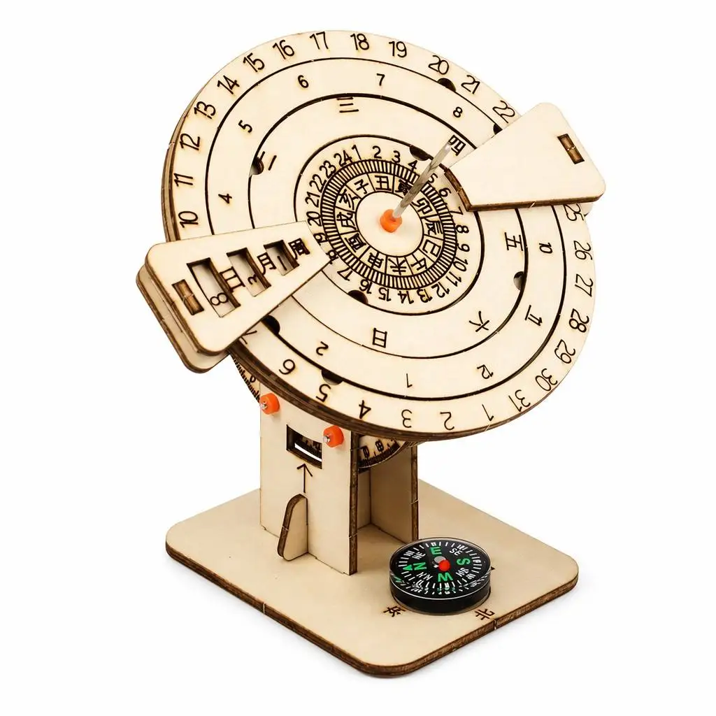 Kit d'expériences scientifiques STEM DIY : Modèle de cadran solaire double face fait main, jouet éducatif de physique pour projets scolaires des élèves
