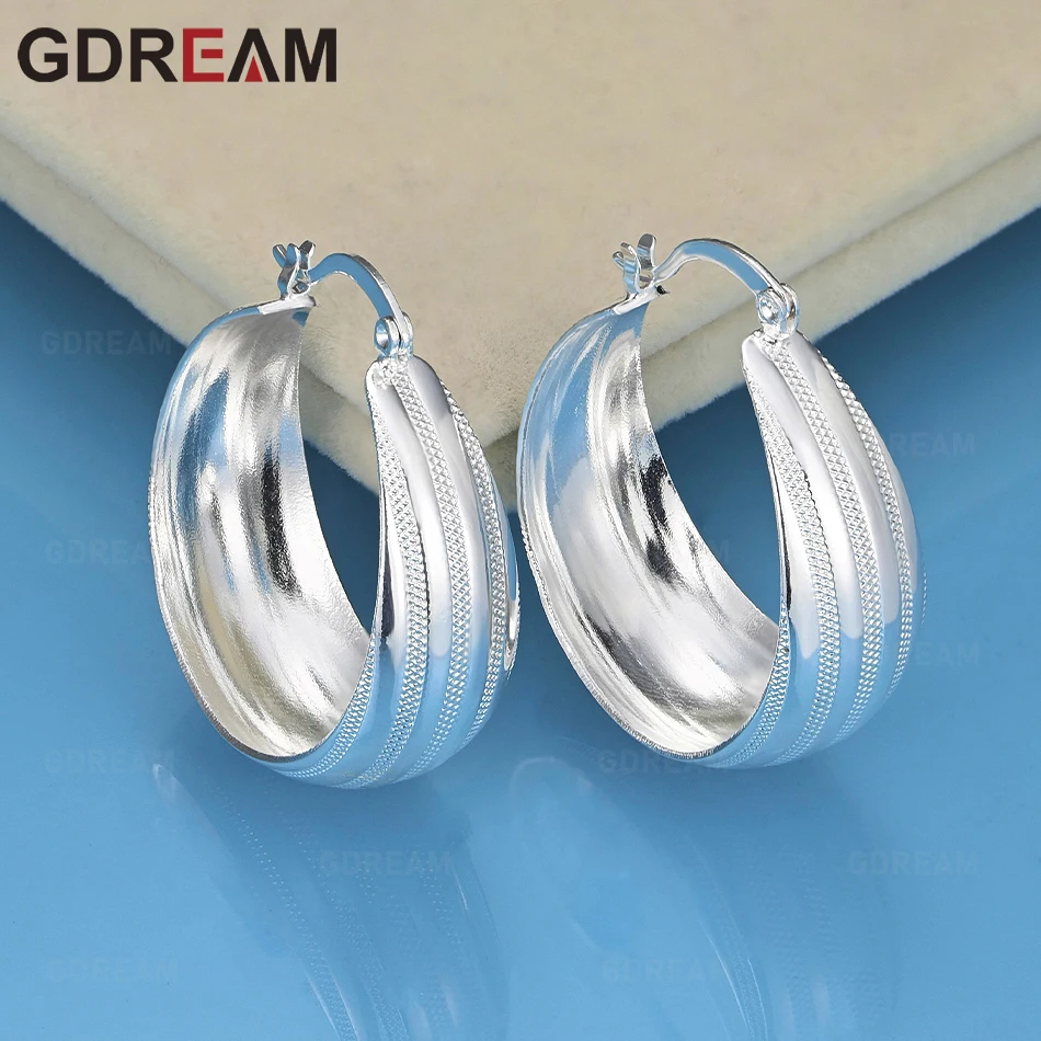 

GDREAM 925 Sterling Silver Round Concave Earrings Fashion Charm Women Wedding Jewelry