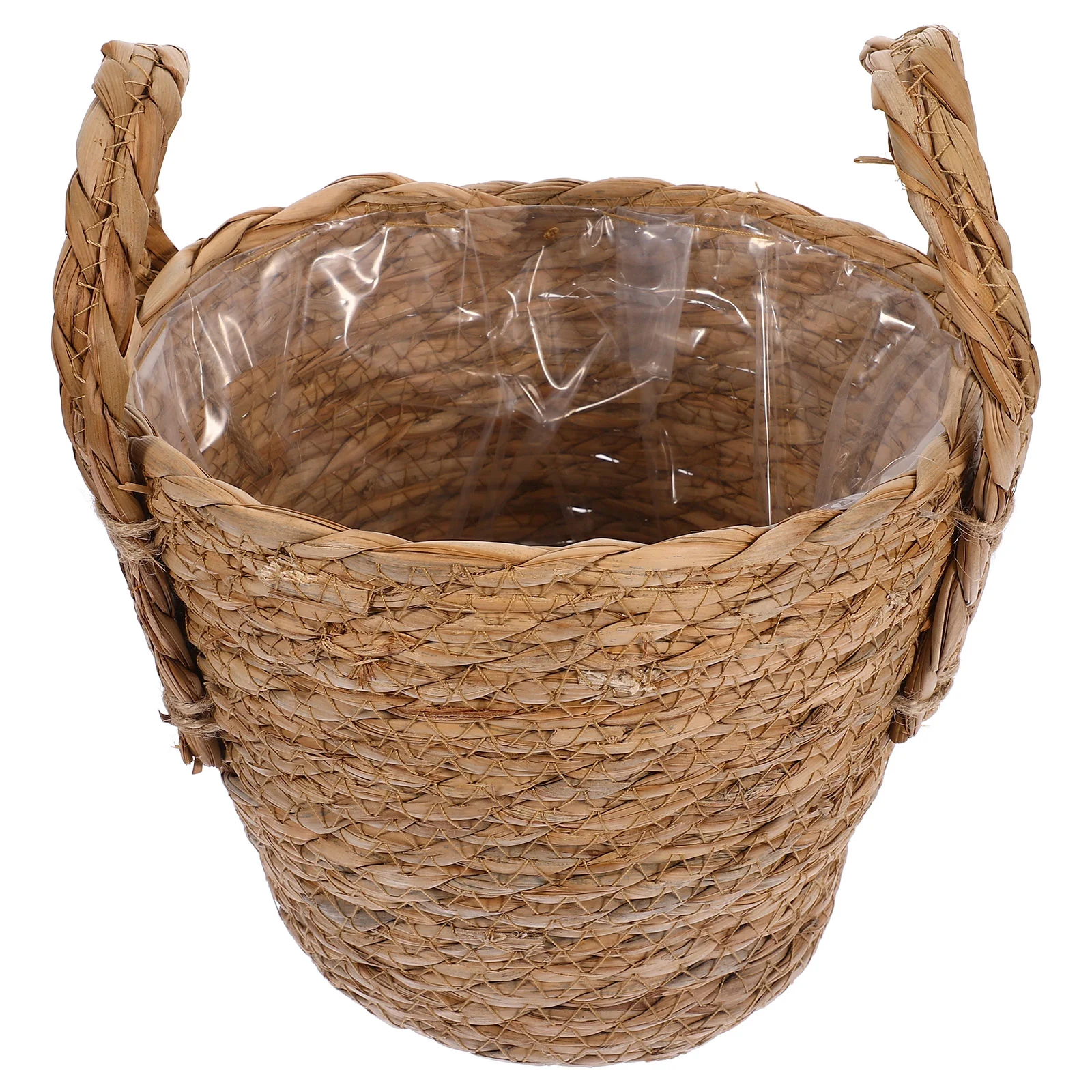 

20CM Large Straw Woven Indoor Planter Rattan Storage Basket Flower Pot Succulent Container Seaweed Material Flower Vase Retro