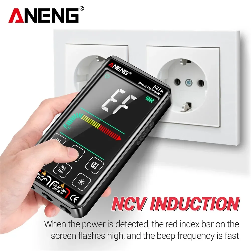 الذكية شاشة تعمل باللمس الرقمية المتعددة قابلة للشحن ANENG 621A التيار المتناوب/تيار مستمر جهاز قياس الجهد الكهربائي 9999 التهم عالية الدقة الاستشعار تستر #2