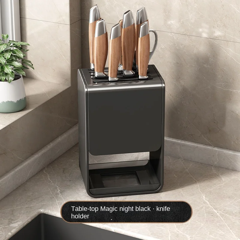 

Stainless Steel Knife Holder Multi-Function Utensil Stand Knife Block Flatware Drainer Storage Box Kitchen Organizer Rack