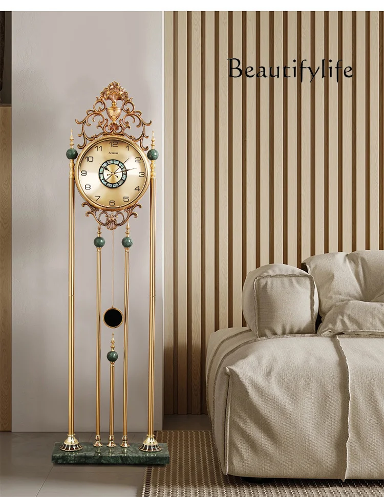 American Floor Vertical High-End Ornament Decoration Clock European Style Villa Luxury Display Standing Grandfather Clock