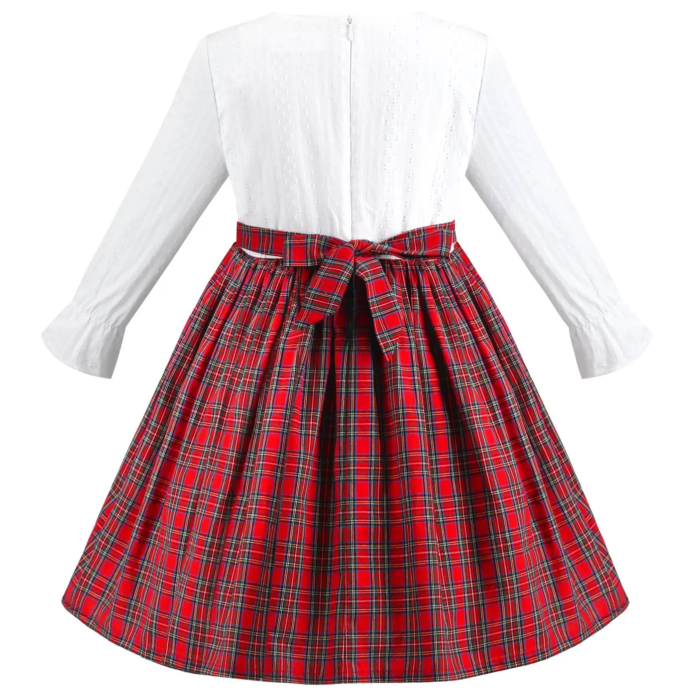 Girls Dress Red White Button Checks Plaid Christmas Holiday New Year