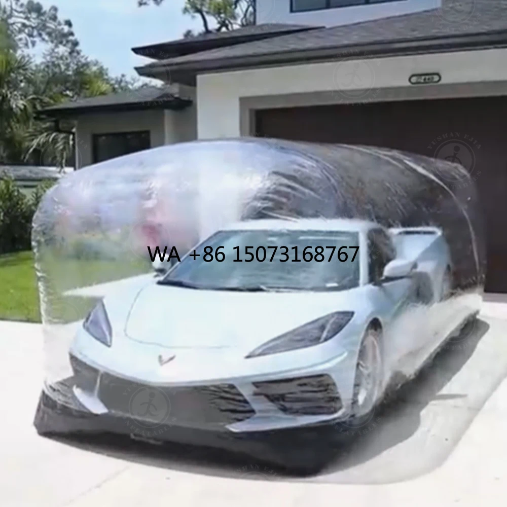 Custom Portable Dust Protection Transparent Clear PVC Car Cover Inflatable Car Garage Shelter Storage Bubble Tent