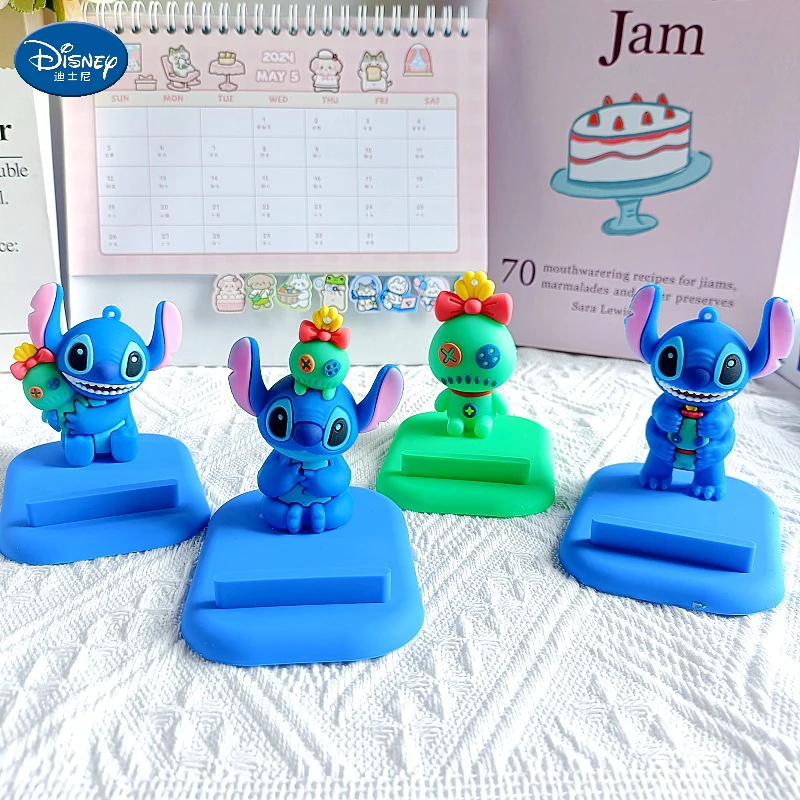 Anime Figures Disney Stitch Dolls Stand Desktop Mobile Phone Stand Pvc Stitch Decoration Model Boys Girls Toys Kid Birthday Gift