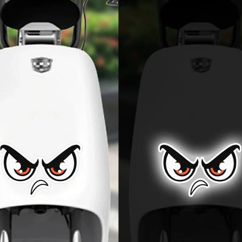 1pc adesivo de carro reflexivo luz noturna aviso diabo rosto sorridente olho adesivo halloween dos desenhos animados motocicleta adesivo
