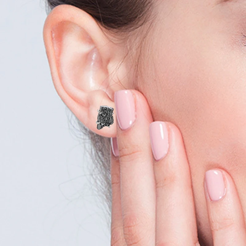 Irregular Druzy Crystal Quartz Stud Earrings for Women Natural Stone Healing Crystal Fashion Ear Jewellery