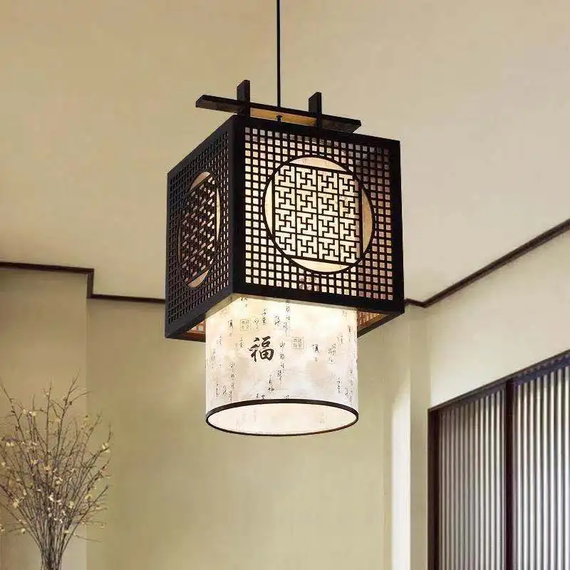 

Chinese Style Vintage Wood Pendant Lights Sheepskin Lantern Hanging Lamp Luminaire for Dinning Room Lighting Fixtures Home Decor