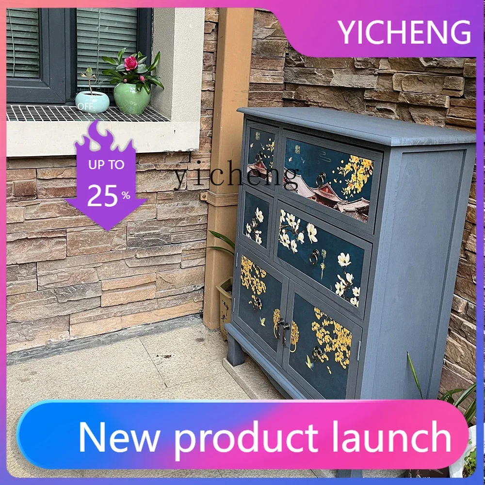 

LYY Solid Wood Storage Cabinet Locker Living Room Wooden Painted Decoration Bedroom and Household Wall Cabinet Chest of Drawers