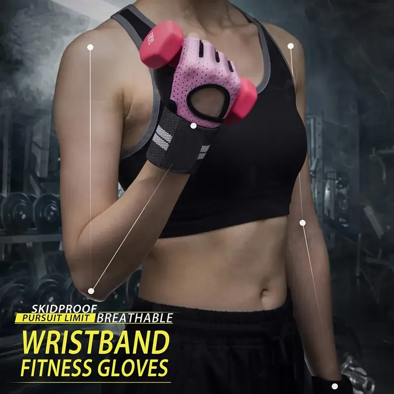 

1 Pair Weightlifting Gloves, Non-Slip Gym Training Hand & Wrist Braces for Men and Women - Hook-and-Loop Closure Sports Gloves