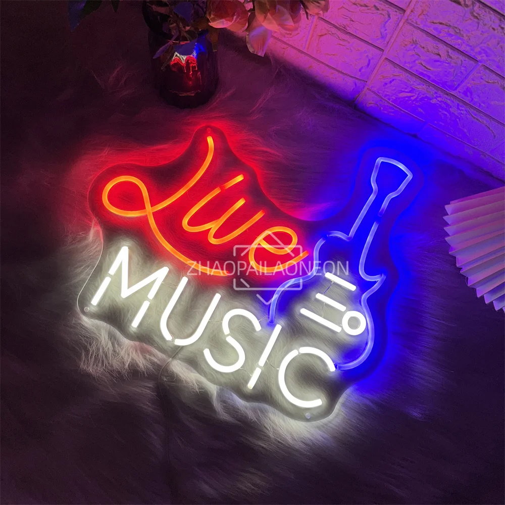 Live Music Neon Sign Home Art Party Music Room Decoration  Game Room Led Neon Lights USB Party Bar Club Room Wall Decor Signs