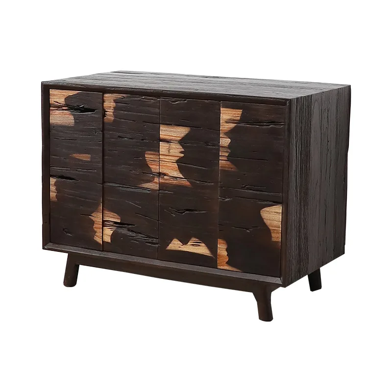 Wabi Sand Wind, Solid Wood Entrance Cabinet, Living Room Homestay, Storage Cabinet