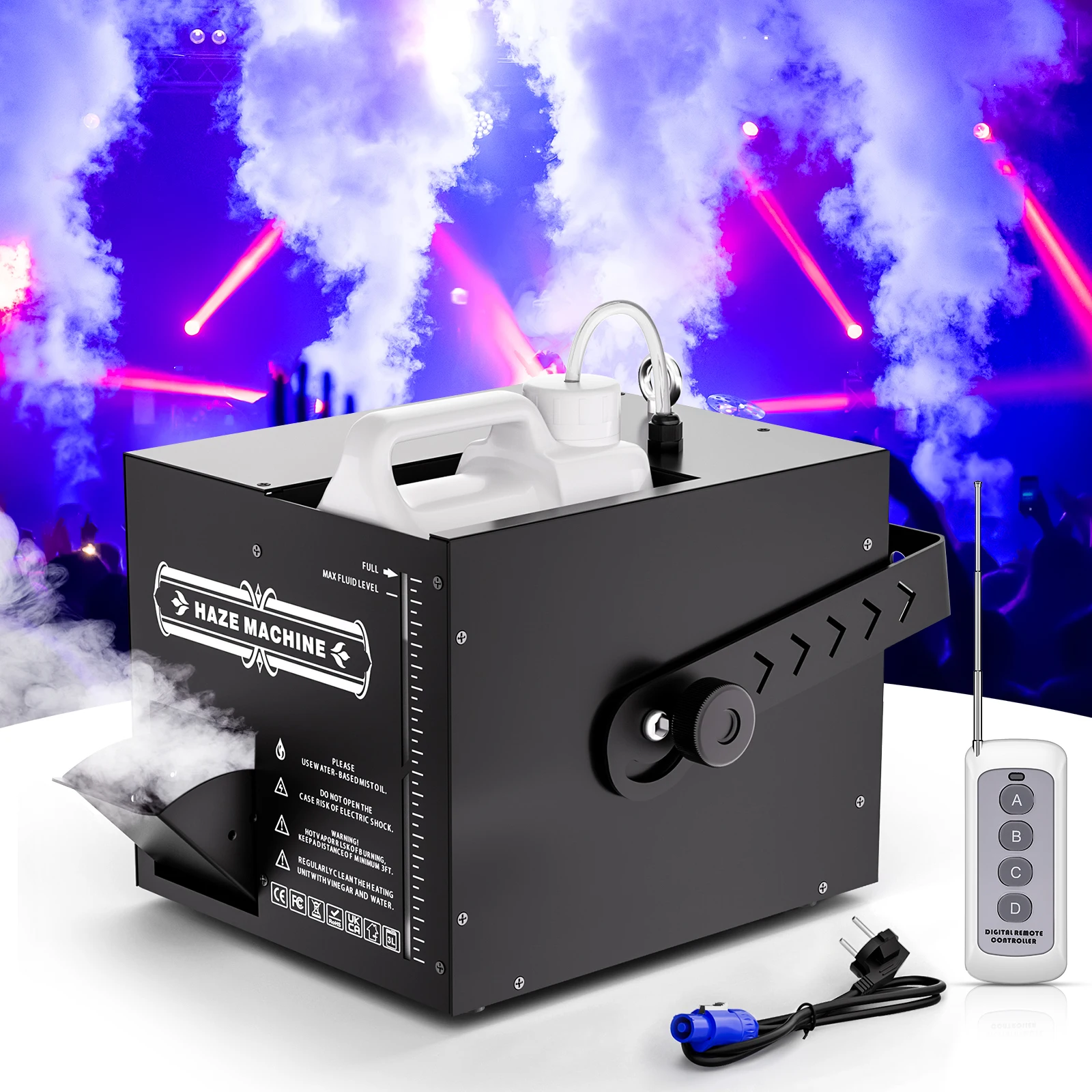 Datewink 1000W Hazer – Nebel- und Dunstmaschine mit DMX &amp; Fe...