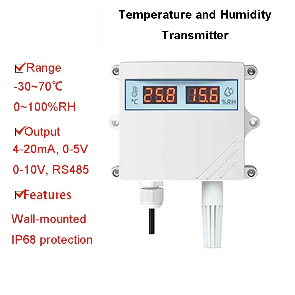 High-precision Temperature And Humidity Transmitter Sensor Rs485 Wireless Wall-mounted Industrial 0-5v 0-10v 4-20ma